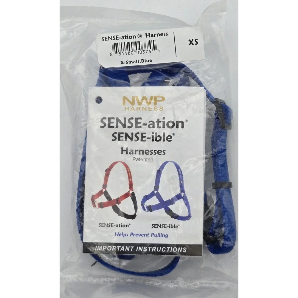 SENSE-ation No Pull Dog‎ Trainer Walking Harness XS Blue Nylon Adjustable Pet